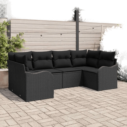 Vidaxl Hagesofa Set 6 pcs Svart