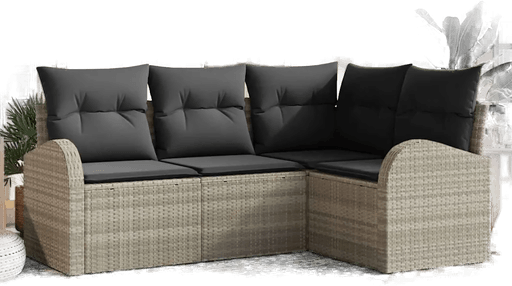 Vidaxl Hagesofa Set 4 deler Lysegrå