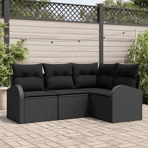 Vidaxl Hagesofa Set 4 deler Svart