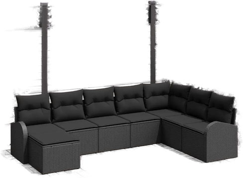 Vidaxl Hagesofa Set 8 pcs Svart