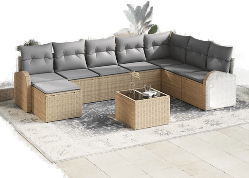 Vidaxl Hagesofa Set 9 pcs Beige