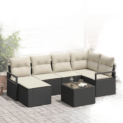 Vidaxl Sofa sett 7 pcs Svart