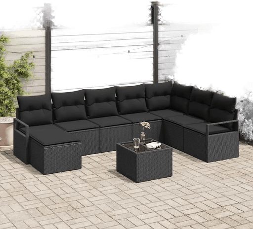 Vidaxl Sofa sett 9 pcs Svart