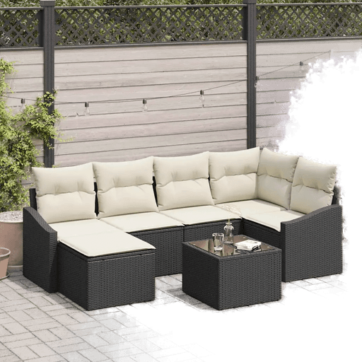 Vidaxl Sofa sett 7 pcs Svart