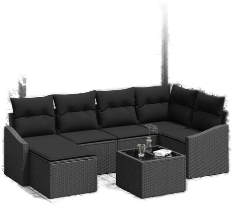 Vidaxl Sofa sett 7 pcs Svart