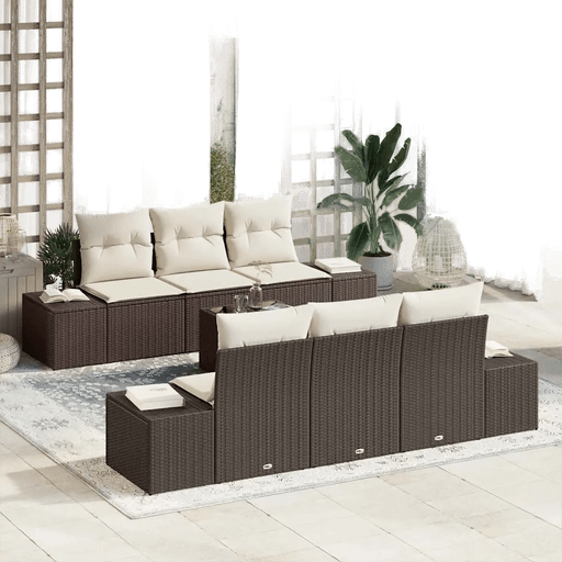 Vidaxl Hagesofa Set 7 pcs Brun