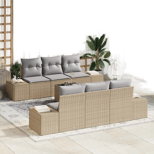 Vidaxl Hagesofa Set 7 pcs Beige