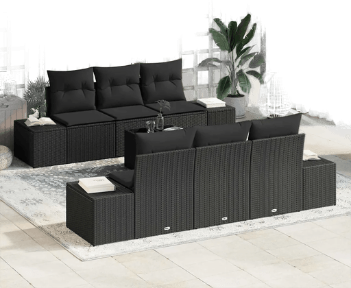 Vidaxl Hagesofa Set 7 pcs Svart