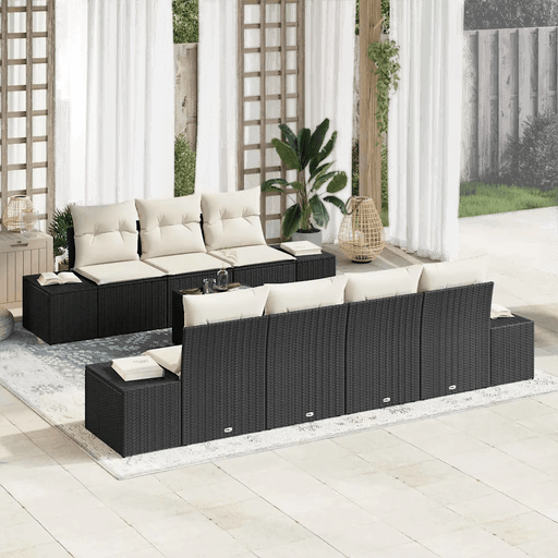 Vidaxl Hagesofa Set 8 pcs Svart