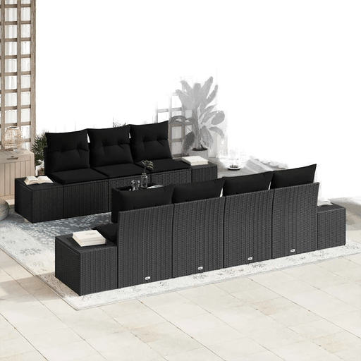 Vidaxl Hagesofa Set 8 pcs Svart