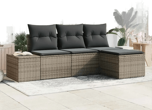 Vidaxl Hagesofa Set 4 pcs Grå