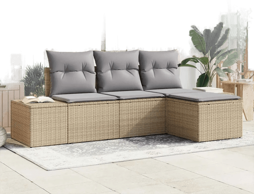 Vidaxl Hagesofa Set 4 pcs Beige
