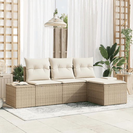 Vidaxl Hagesofa Set 4 pcs Beige