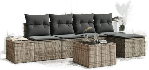 Vidaxl Hagesofa Set 6 pcs Grå