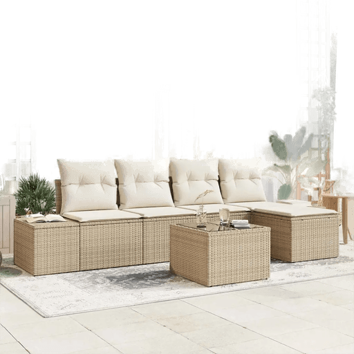 Vidaxl Hagesofa Set 6 pcs Beige