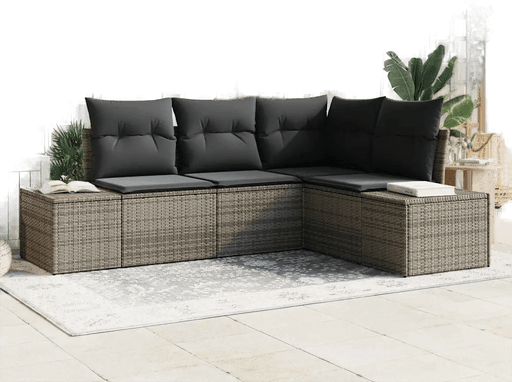 Vidaxl Hagesofa Set 4 deler Grå