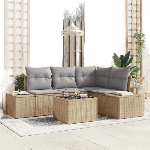 Vidaxl Hagesofa Set 5 pcs Beige