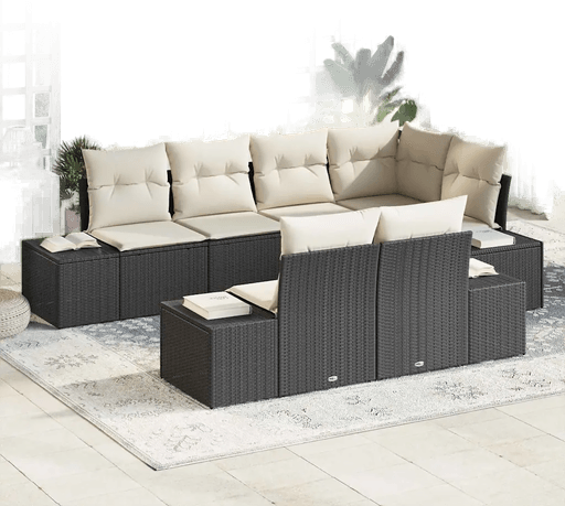 Vidaxl Hagesofa Set 7 pcs Svart og krem