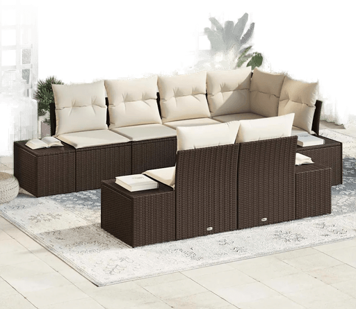 Vidaxl Hagesofa Set 7 pcs Brun og krem