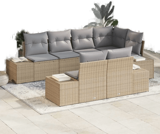 Vidaxl Hagesofa Set 7 pcs Beige og grå