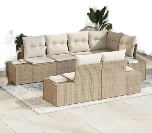 Vidaxl Hagesofa Set 7 pcs Beige