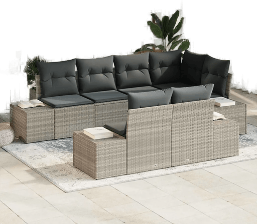 Vidaxl Hagesofa Set 7 pcs Lysegrå