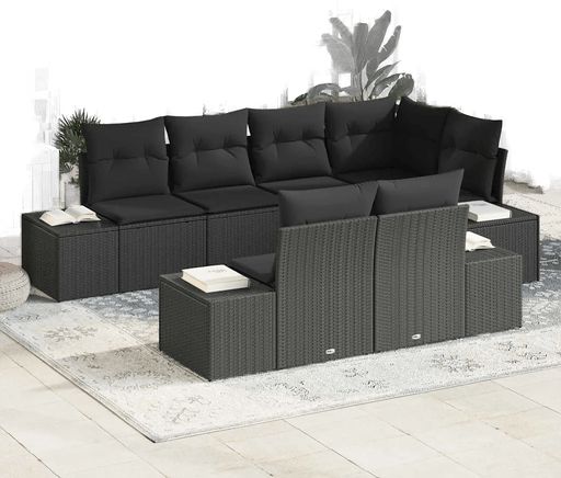 Vidaxl Hagesofa Set 7 pcs Svart