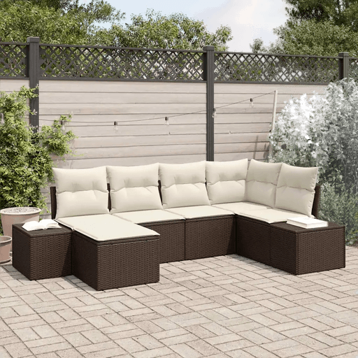 Vidaxl Hagesofa Set 6 pcs Brun og Krem