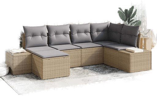 Vidaxl Hagesofa Set 6 pcs Beige og grå