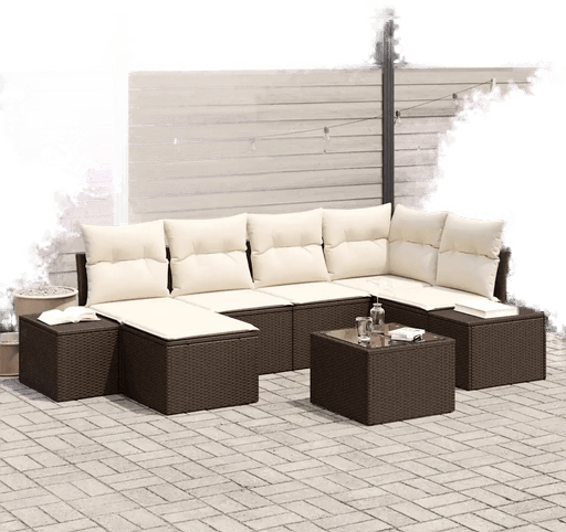 Vidaxl Hagesofa Set 7 pcs Brun og Krem