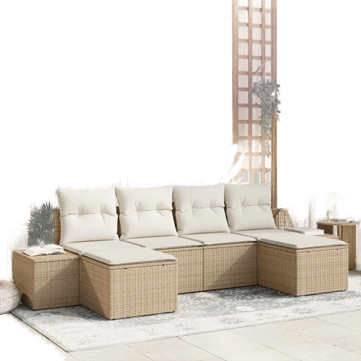 Vidaxl Hagesofa Set 6 pcs Beige
