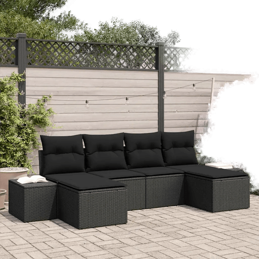 Vidaxl Hagesofa Set 6 pcs Svart