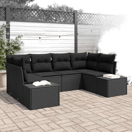 Vidaxl Hagesofa Set 6 pcs Svart