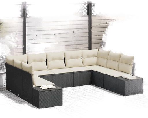 Vidaxl Hagesofa Set 9 pcs Svart