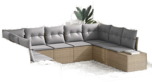 Vidaxl Hagesofa Set 9 pcs Beige