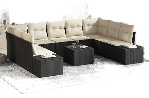 Vidaxl Hagesofa Set 10 pcs Svart