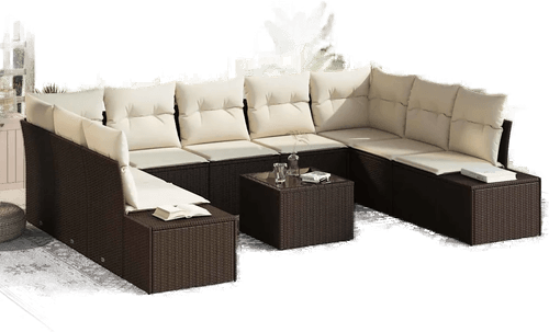Vidaxl Hagesofa Set 10 pcs Brun