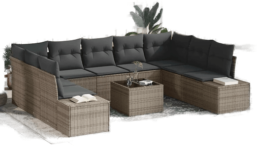 Vidaxl Hagesofa Set 10 pcs Grå