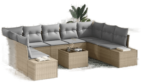 Vidaxl Hagesofa Set 10 pcs Beige