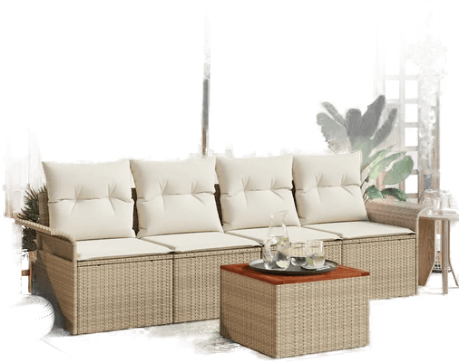 Vidaxl Hagesofa Set 5 pcs Beige