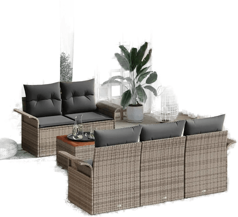 Vidaxl Hagesofa Set 6 pcs Grå