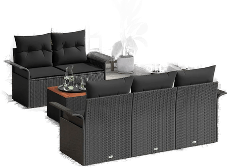Vidaxl Hagesofa Set 6 pcs Svart