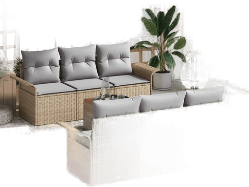 Vidaxl Hagesofa Set 7 pcs Beige