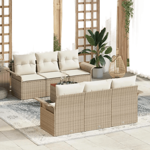 Vidaxl Hagesofa Set 7 pcs Beige