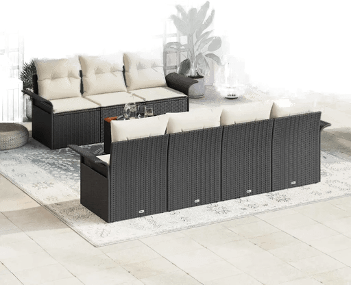 Vidaxl Hagesofa Set 8 pcs Svart