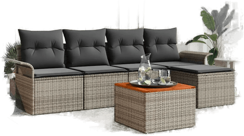 Vidaxl Hagesofa Set 6 pcs Grå