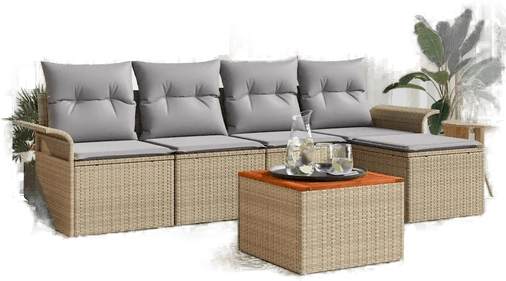 Vidaxl Hagesofa Set 6 pcs Beige