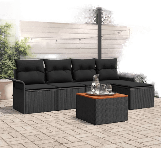 Vidaxl Hagesofa Set 6 pcs Svart