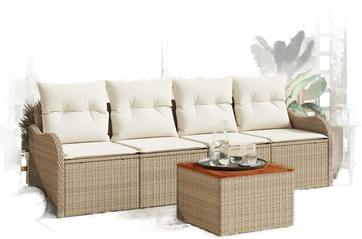Vidaxl Hagesofa Set 5 pcs Beige