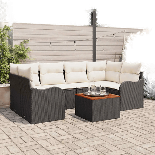 Vidaxl Hagesofa Set 7 pcs Svart